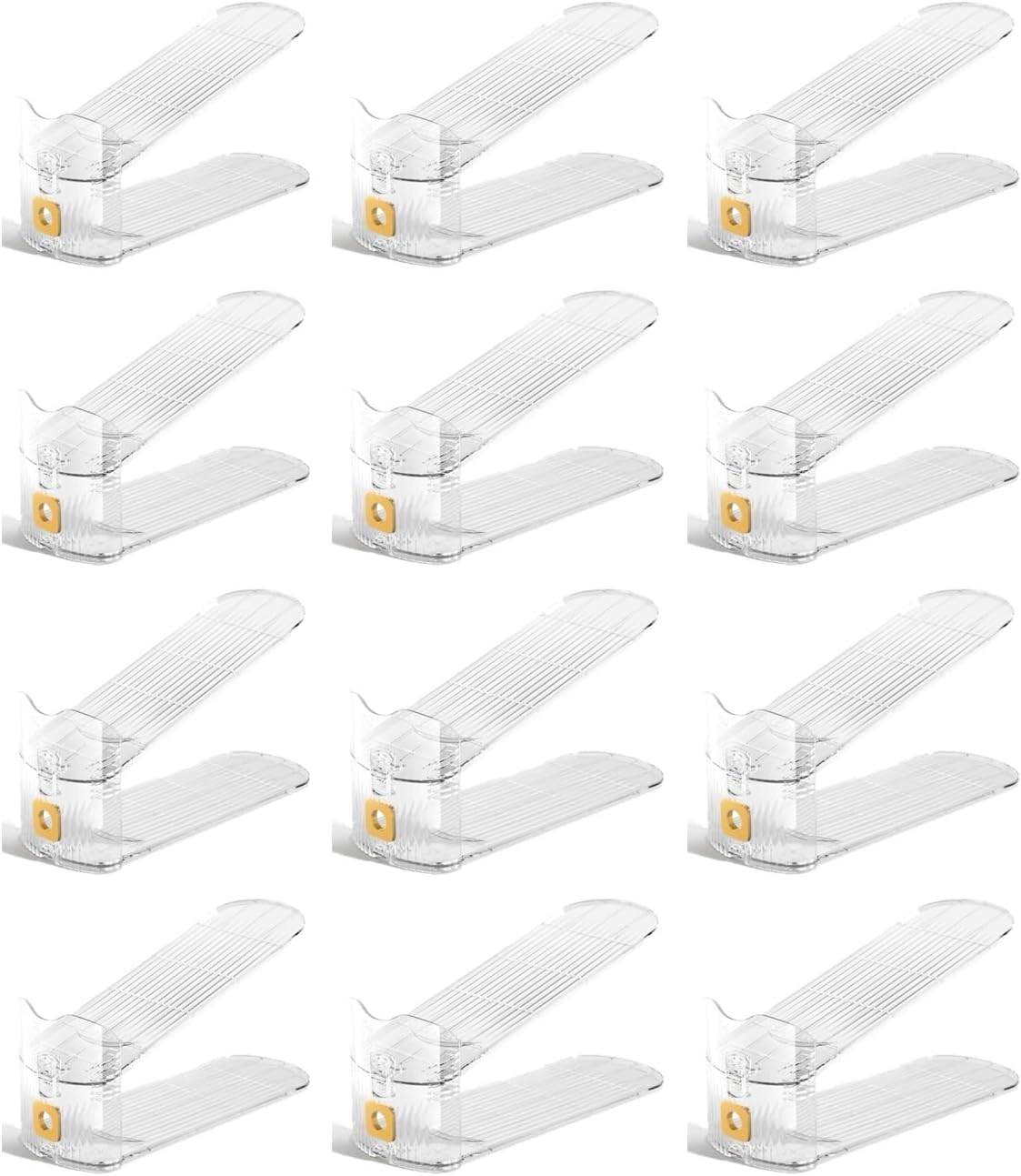 BLUEBRIT Acrylic Shoe Slots Organizer Wardrobe Stacker Space Saver Rack Holder Adjustable Vertical shoe stacker Shoe storage for small spaces 12 PC (Clear)