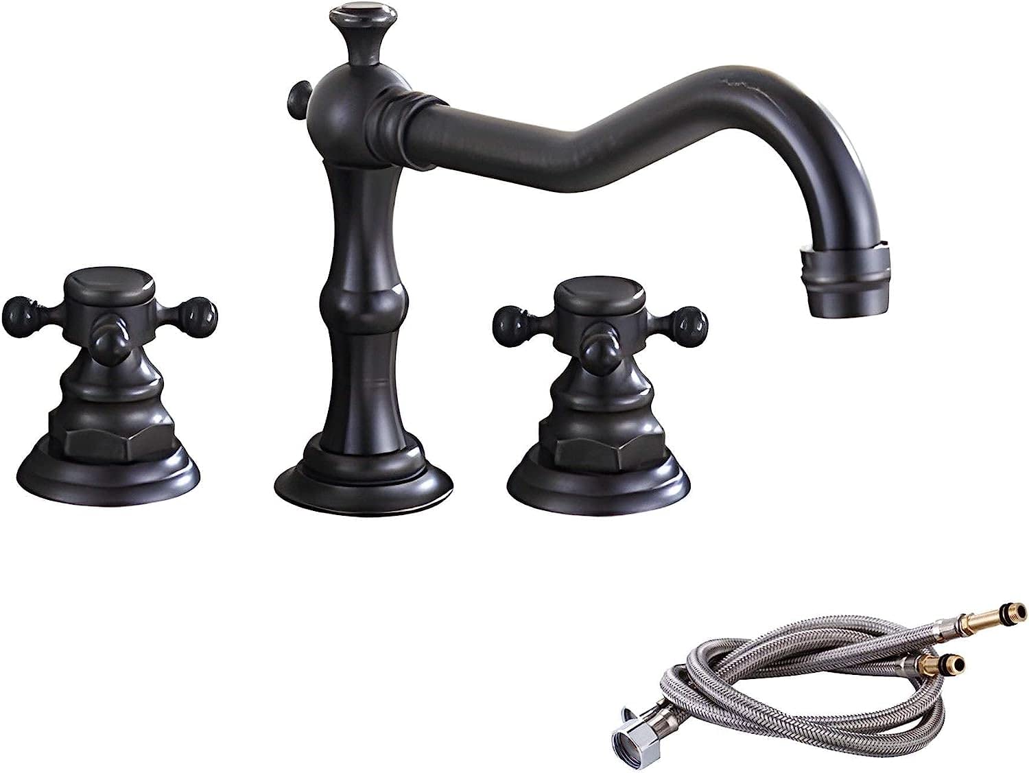 Yjyjy Nero Brass Bathroom Faucet Bathroom Sink Faucet Gold Washbasin Faucet 3Hole Modern Mixer Tap