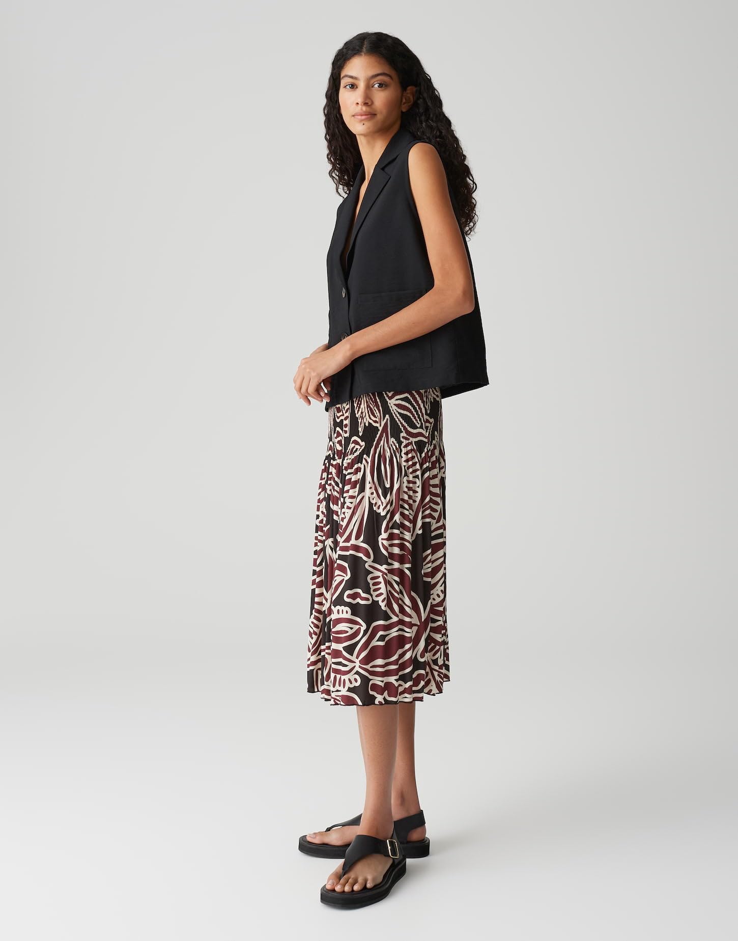 OPUS Damen Midirock | Plisseerock RIBANE Tropical mit Komfortbund