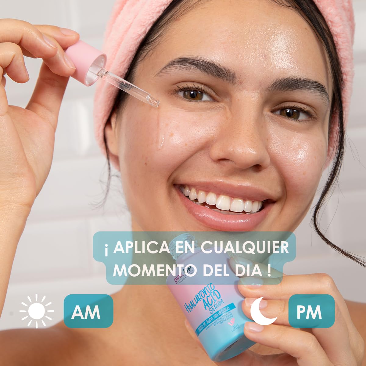 PINK UP Siero all'acido ialuronico, idratazione profonda della pelle del viso, riduce le linee di espressione, non appiccicoso, siero viso, 30 ml, modello PKSK07