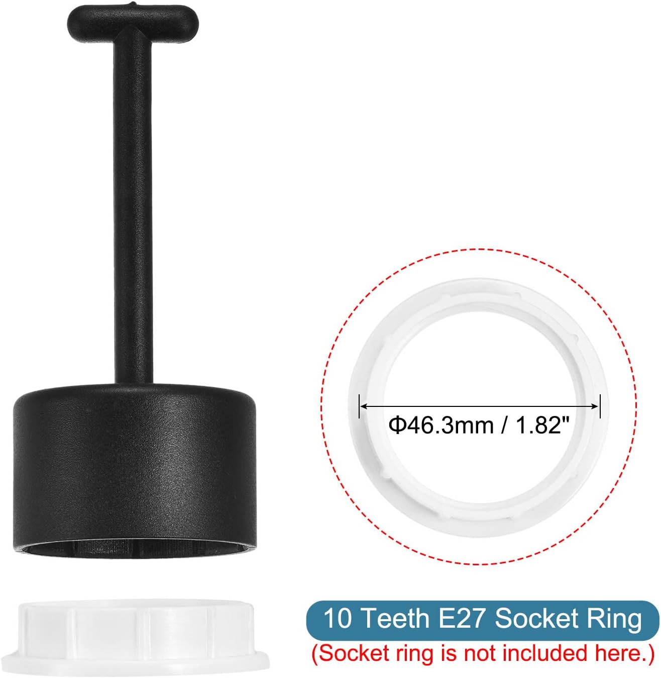 PATIKIL E27 Lamp Shade Socket Ring Removal Tool, 1 Pack Medium Base Threaded Shade Holder Rings Replacement Tool 10 Teeth