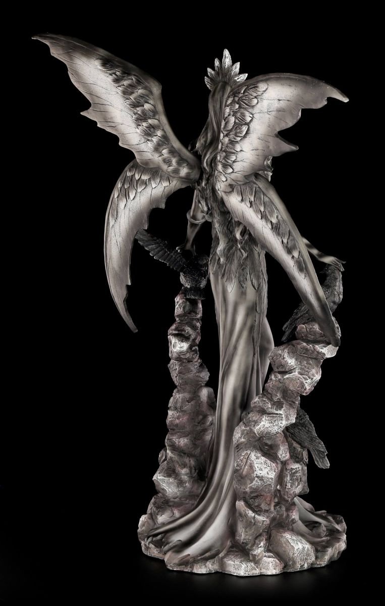 Figuren Shop GmbH Statuetta Elfo - Notte Il Corvo - Gotico Angelo Statua 62 Cm