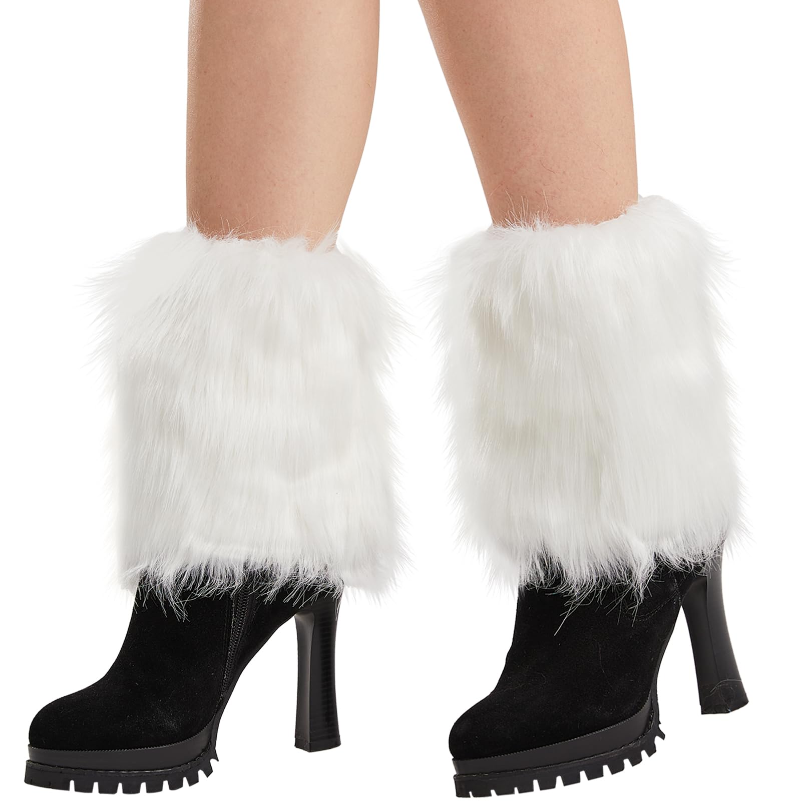Photo 1 of Nanxson Womens Fur Leg Warmers - White, One Size