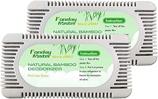 2Packs Refrigerator Deodorizer(60g Each Pack)， Fonday Odor Eliminator for Fridges Freezers Coolers & Lunch Boxes, Bamboo Activated Charcoal Fridge Deodorizer, More Effective Than Baking Soda
