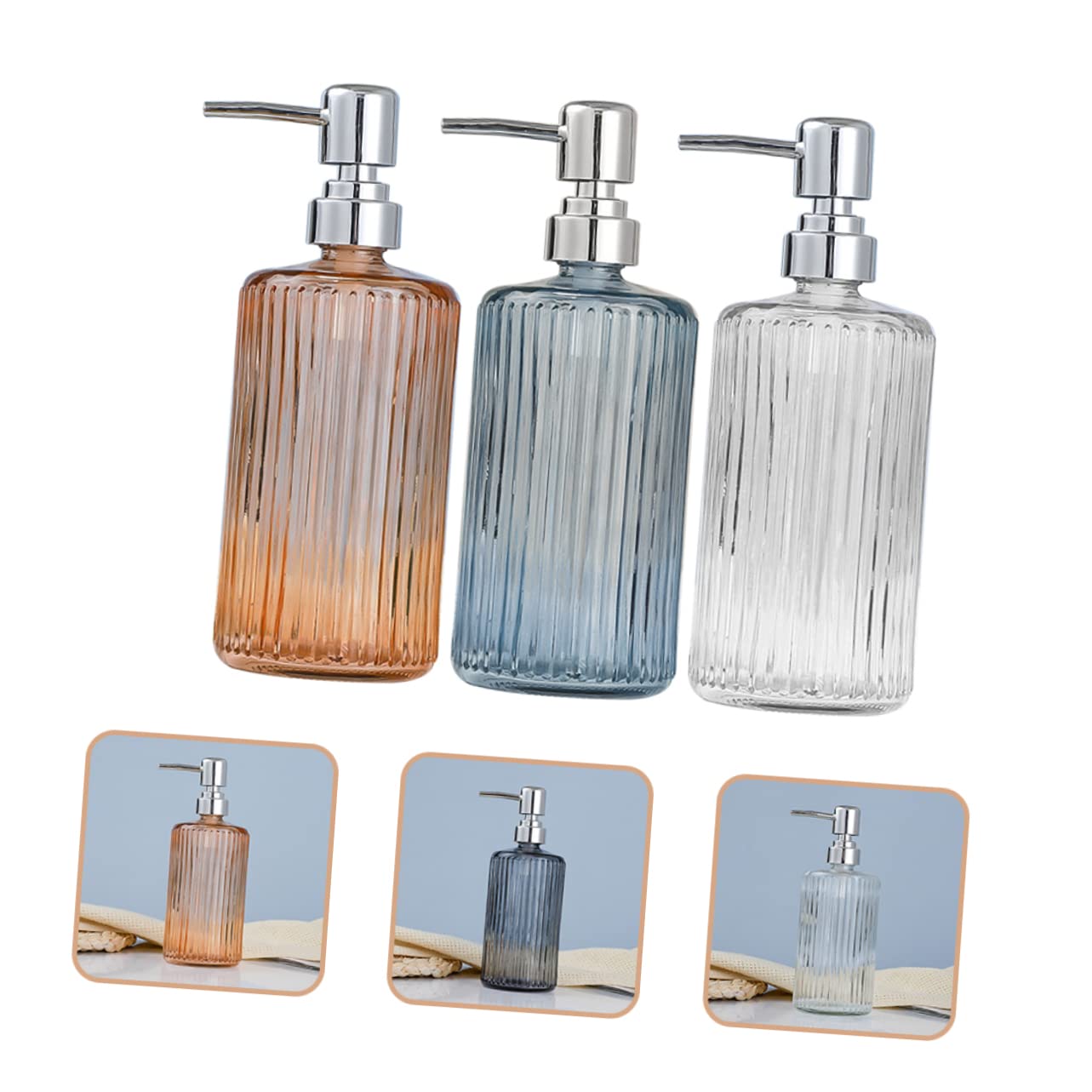 3 Stück Glas Pumpflaschen 500ml Nachfüllbare Shampoo Spenderflaschen für Reise und Hotel Langlebig und Wiederverwendbar