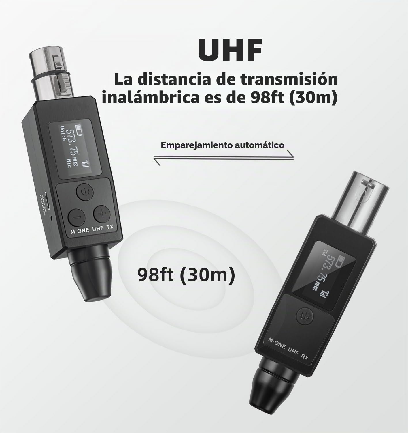Sistema Inalámbrico UHF de Micrófono, Transmisor y Receptor XLR Inalámbrico para Micrófono Dinámico, Micrófono Condensador, Mezclador de audio, Sistema PA