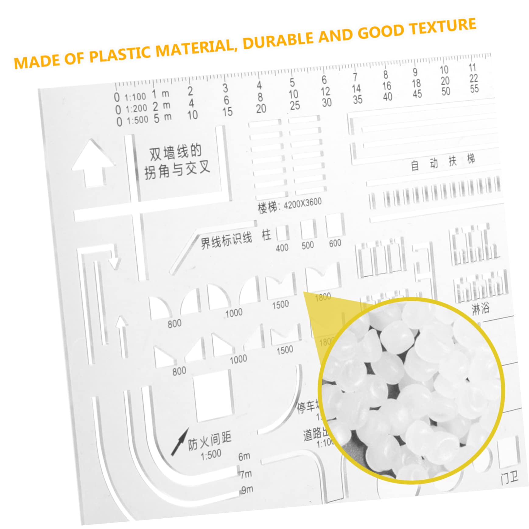 SHINEOFI 5 Pz righello per disegno architettonico metrico piazza degli ingegneri di grandi dimensioni stencil righello della scala dell'architetto stampini geometrici plastica Transparent