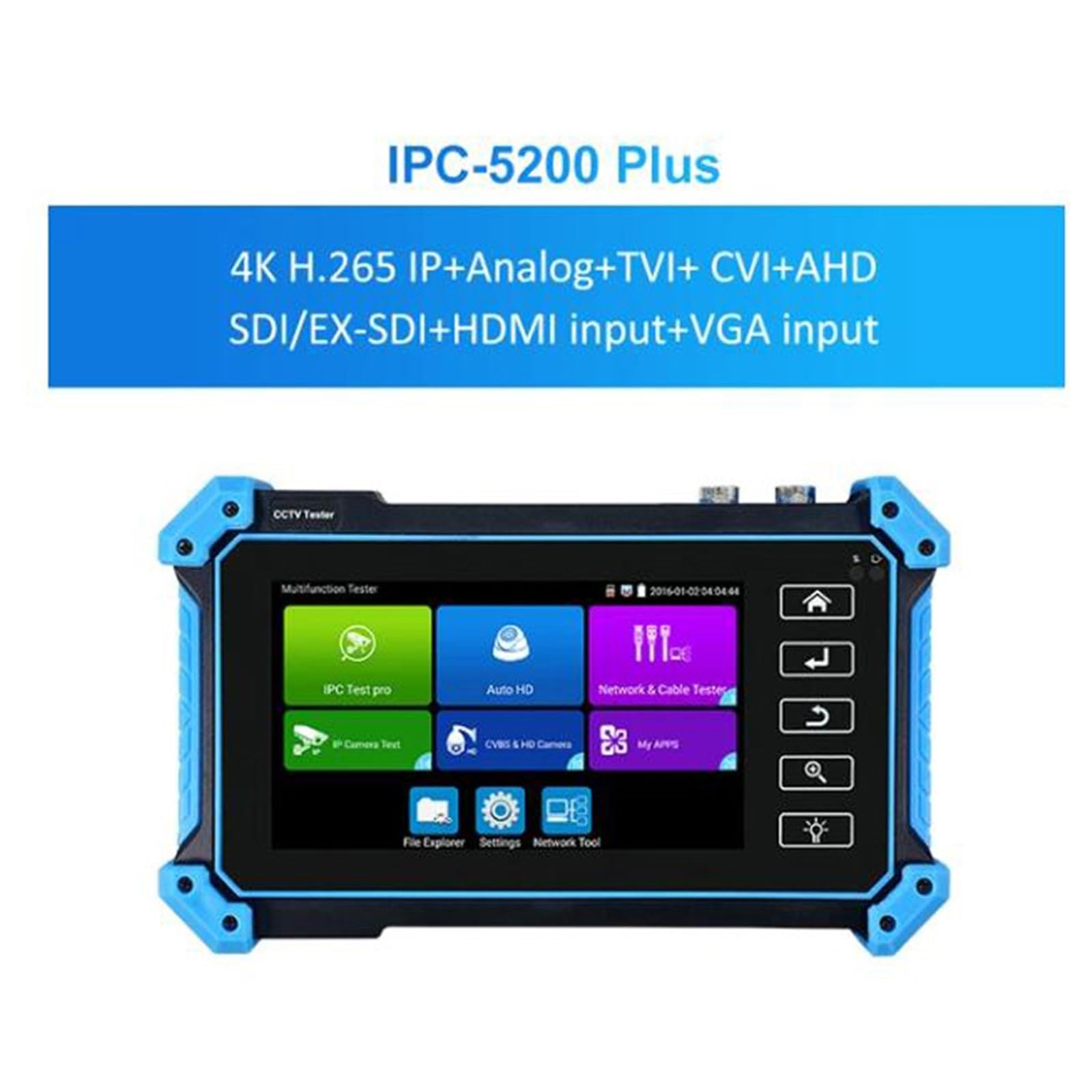 Tester for telecamera IP CCTV da 5,4 pollici IPC-5200 Plus, CVI TVI AHD SDI analogico completo 6 IN 1 VGA e 4K HD per la fabbrica(5200PLUS)