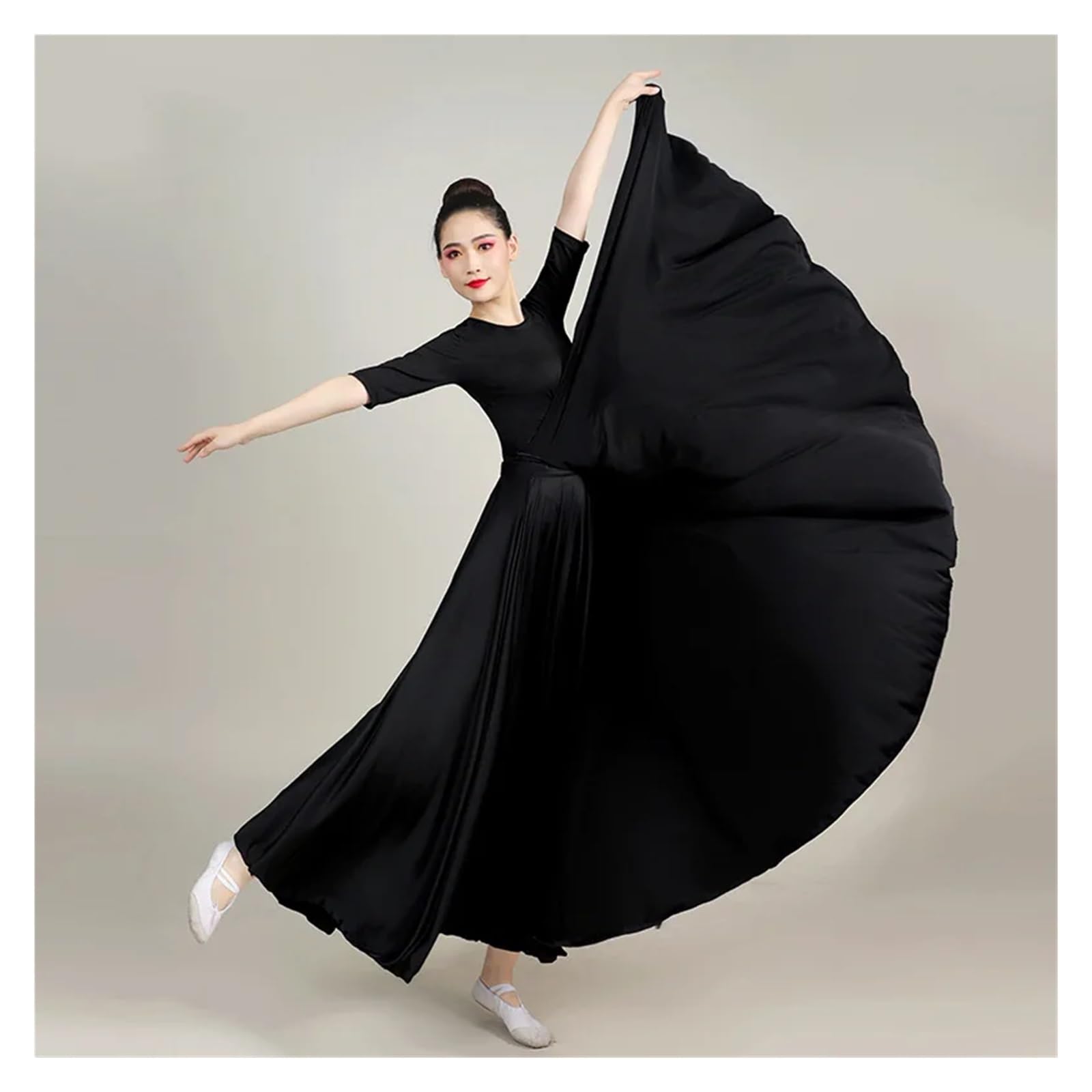 Falda for Mujer Falda de Baile español Vestido Largo for Danza del Vientre Falda de Gran Vuelo Falda de Rendimiento de Color Degradado(Blue,720Degree 90cm)