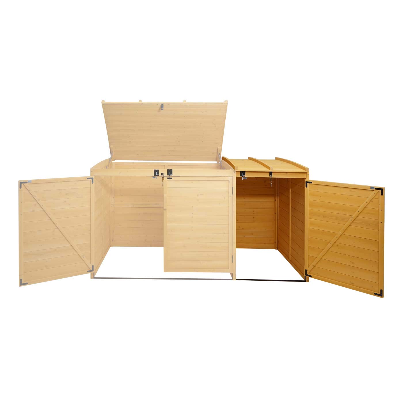 Mendler XL 1er-/2er-Mülltonnenverkleidung Erweiterung HWC-H75 - braun | Mülltonnenbox, Holz, 120x68x104cm, MVG-Zertifiziert