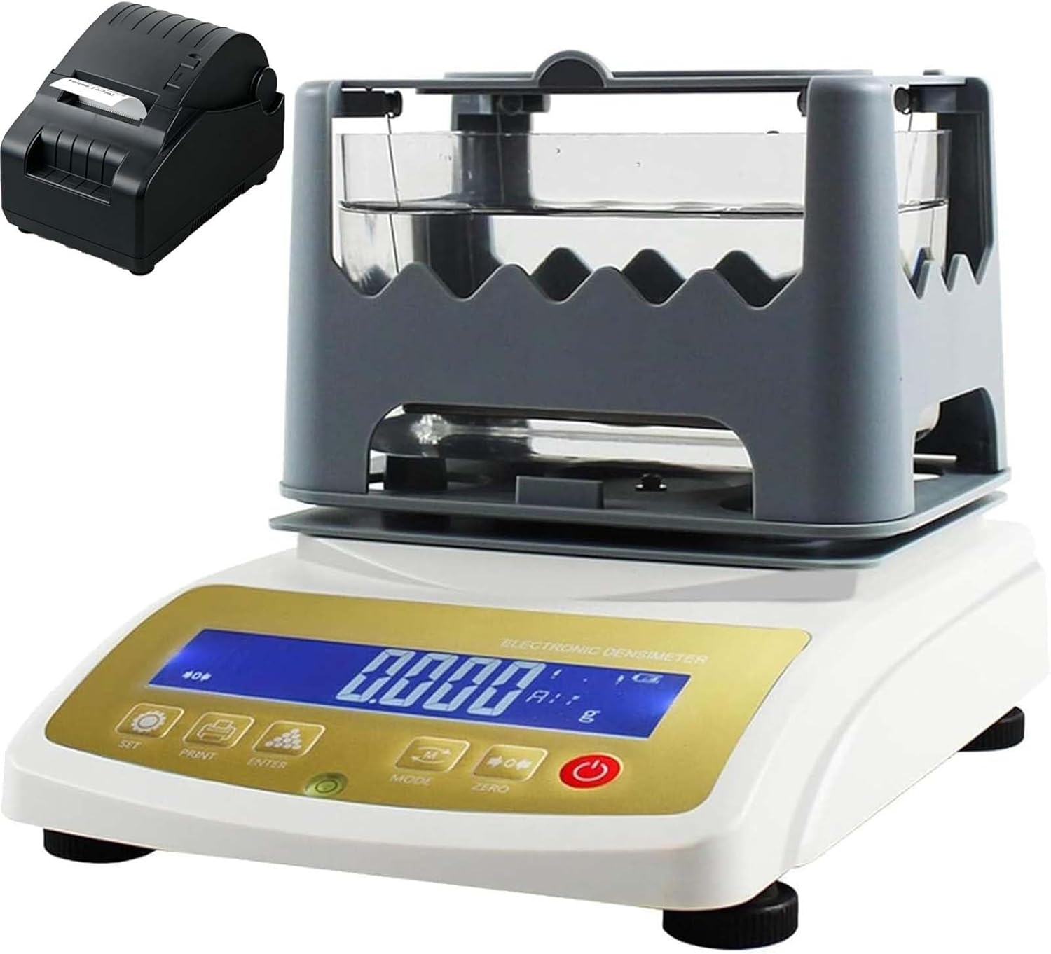 Density Tester for Gold, Gold Purity Tester Machine 0.001g/Cm³, Multi-Metal, LCD Weight, Density, Purity and Karat Number, Rechargeable, Non-Destructive, Jewelry Lab/Pawn Shop(W/Printer,XF-300K)