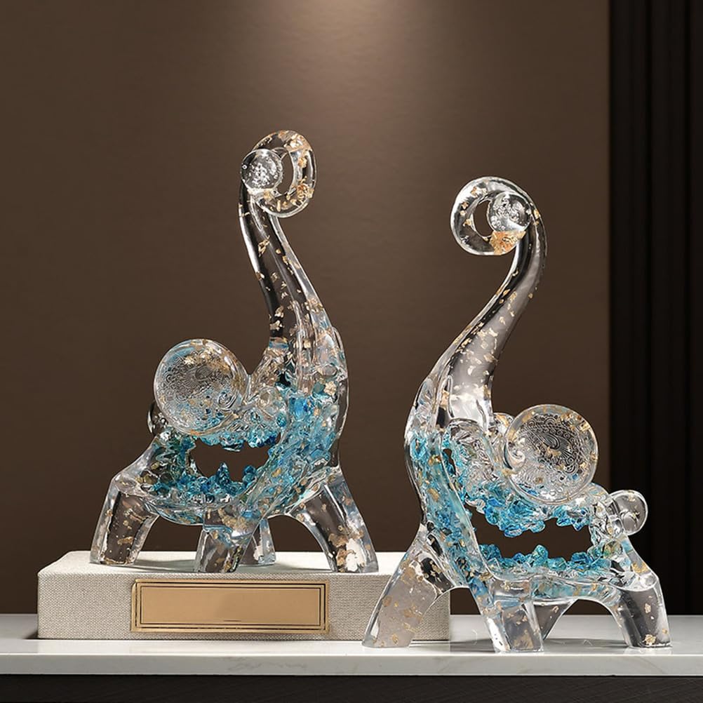 Szczęście Feng Shui statua słonia rzeźba, bogactwo figurka kolekcjonerska ozdoba z żywicy powodzenia grafika rękodzieło prezent do wystroju domu stół biurowy dekoracja centralna,Orange