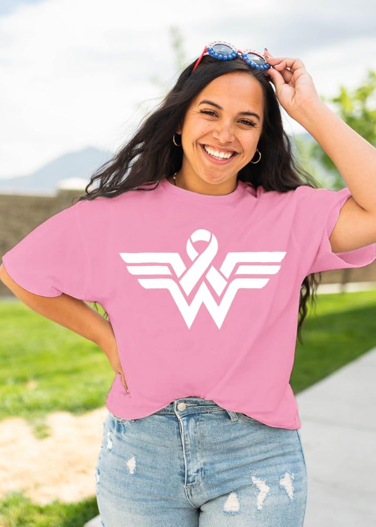 Breast Cancer Shirts for Women Pink Ribbon Breast Cancer Awareness Shirts Cancer Care Gifts Short Sleeve Tee Top - Image 4
