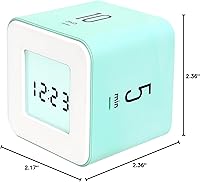 Vista 10 de mooas Multi Cube Timer Clock (Mint) Rotating Flip Gravity Sensor Time Management Digital LED Clock & Timer 1, 3, 5, 10 min Setting ADHD Desk Office