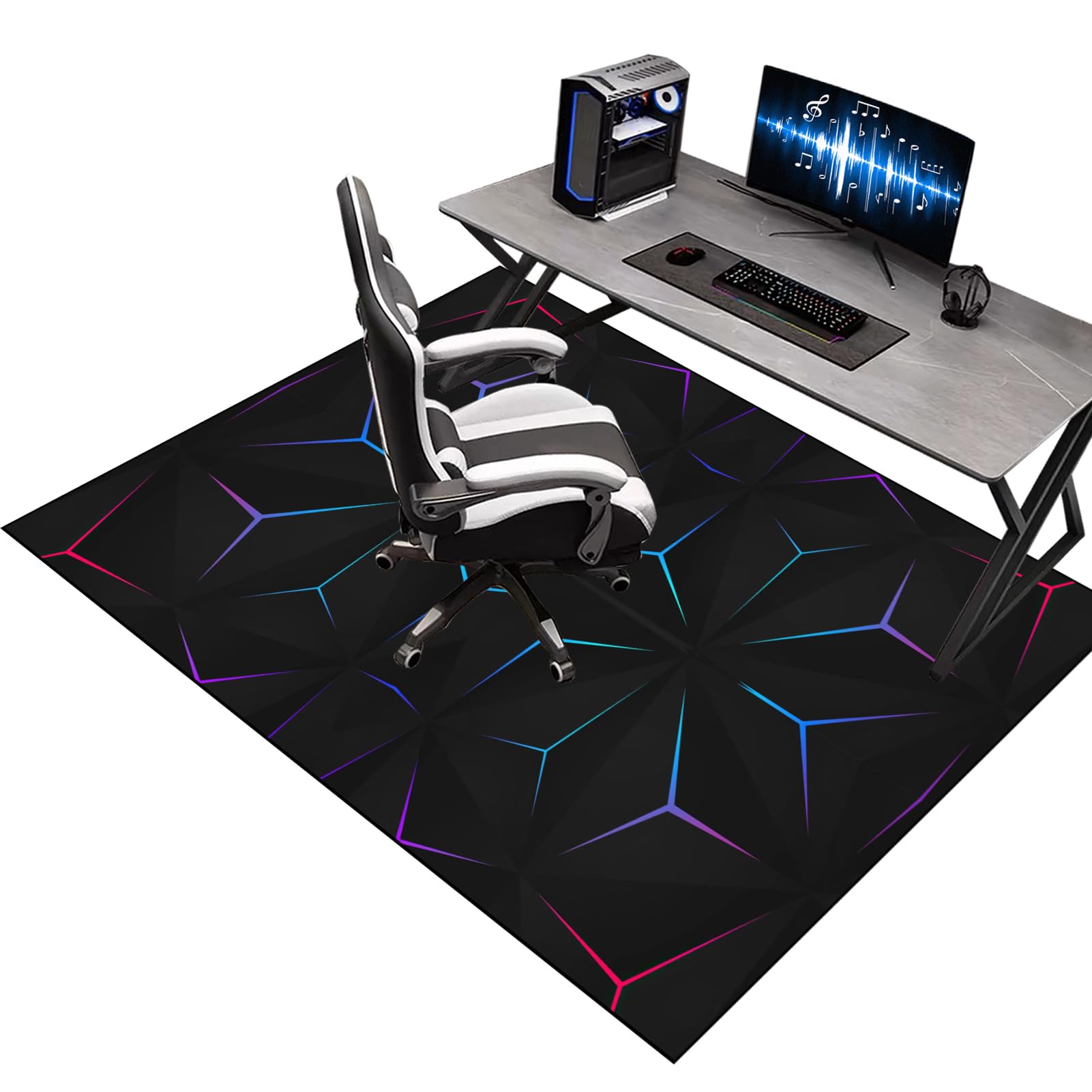 150 x 170 cm Office Gaming Chair Mat for Hard & Carpet Floor, Office Chair Rug Protector for Rolling Chair, Desk Chairmat
