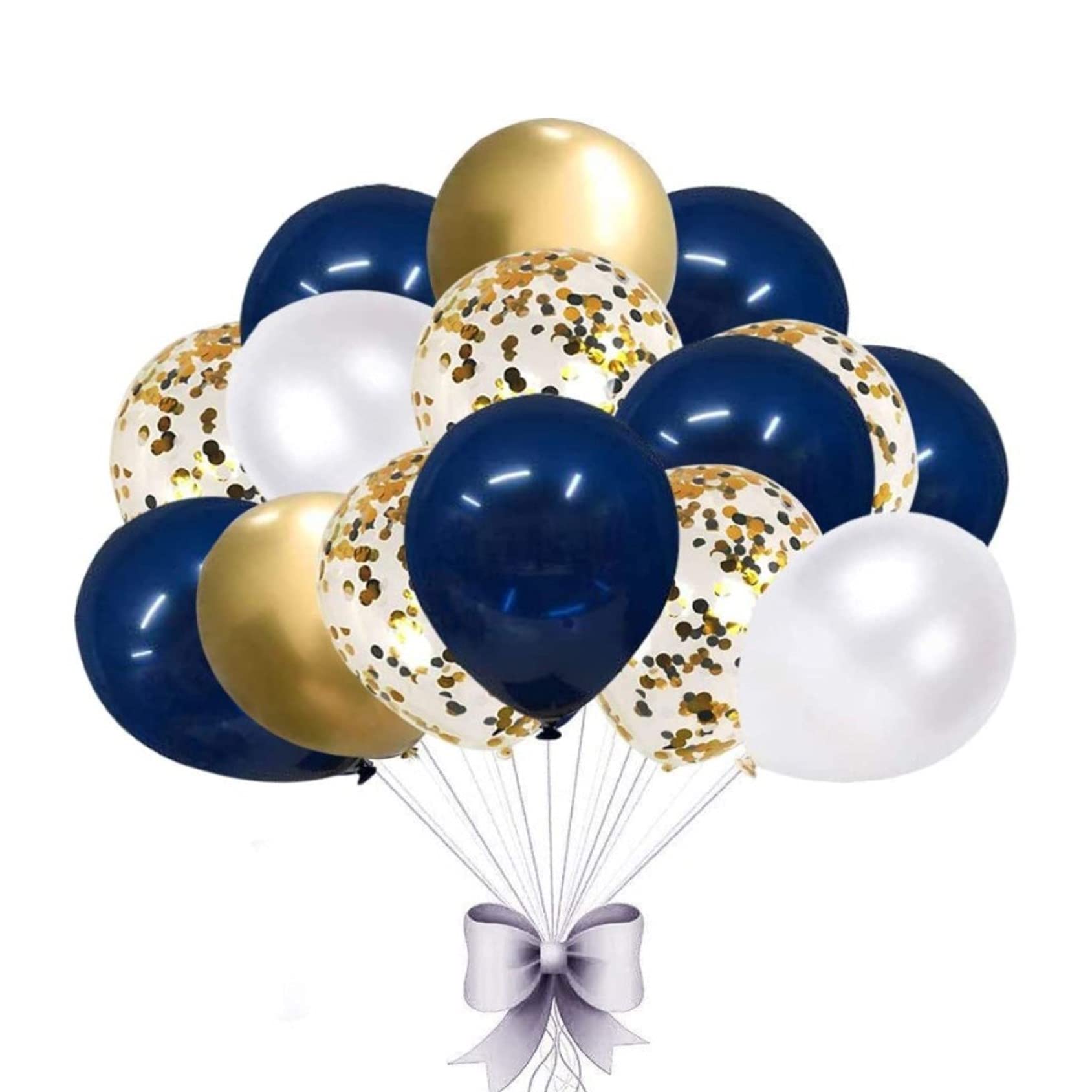 Buy iQiQi Navy Blue and Gold Confetti Balloons, 50 pcs 12 inch Pearl