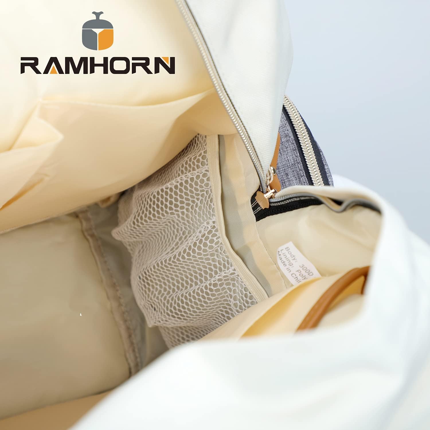Ramhorn Diaper Bag Multifunction Travel Backpacks for Mom with Insulated Pockets and Laptop Compartment, grey