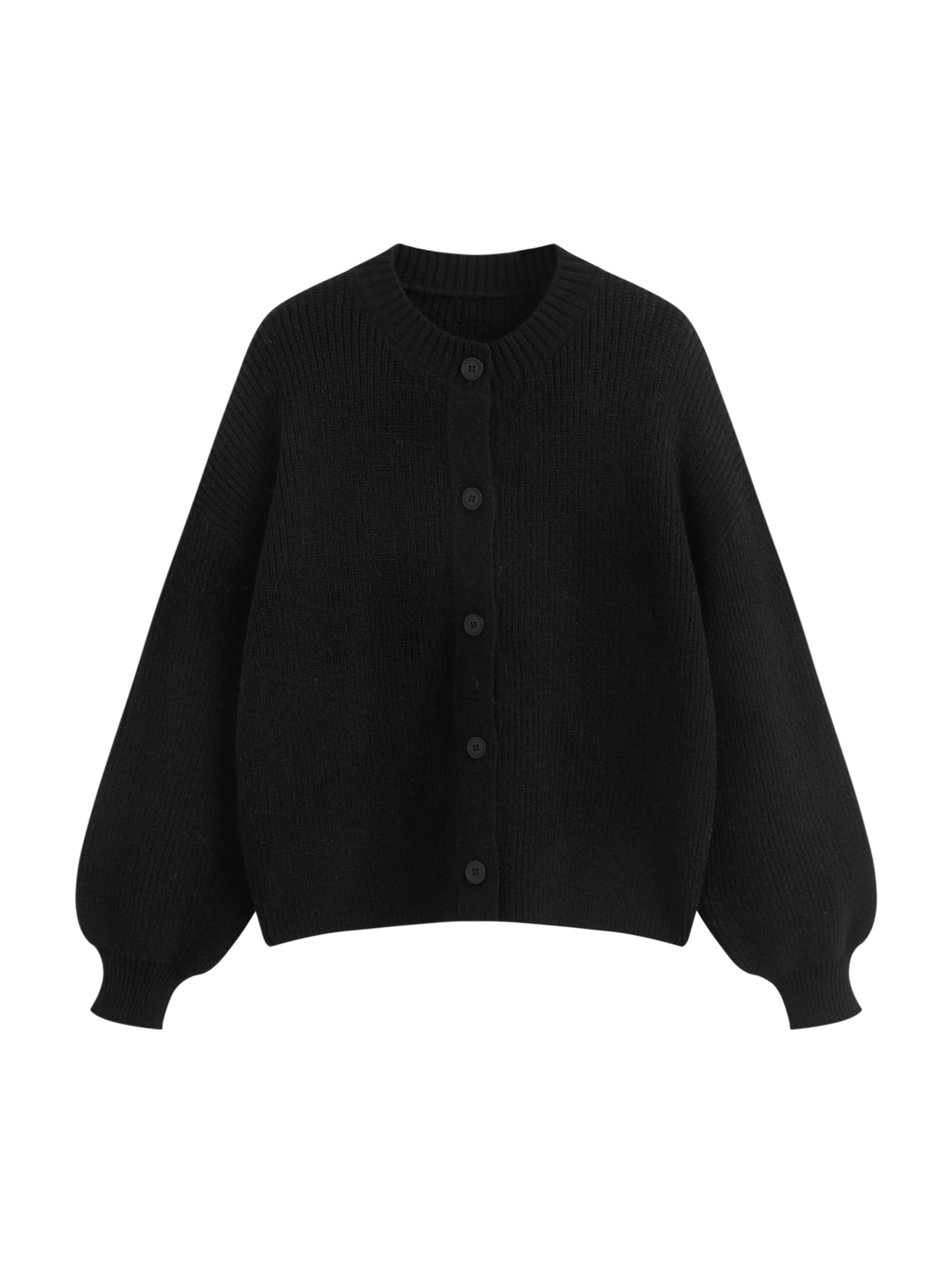 CIDER Womens Button Down Long Sleeve Crew Neck Cardigan Sweater Knitwear Casual Soft