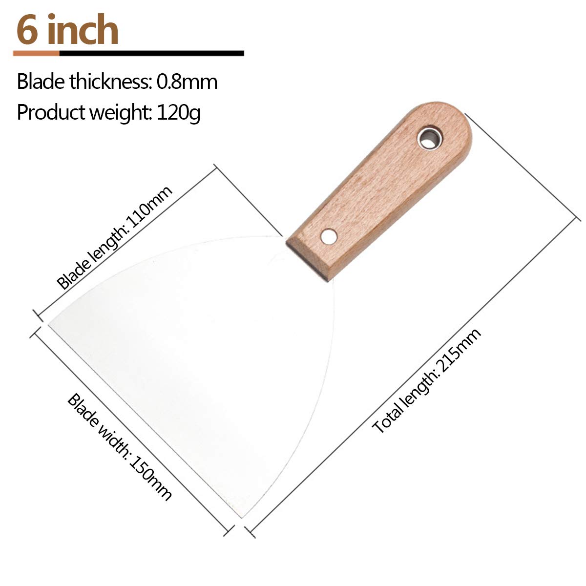 Zestaw skrobaków ze stali nierdzewnej 2,5 cala skrobaki do płyt kartonowo-gipsowych narzędzia malarskie dekoracji domu DIY(6 inch)