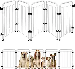 Cercado Grade Cercadinho Portátil Dobrável 3 5 7 Módulos Modular Proteção Pets Filhotes Cachorro Gato Coelho Animais 50 cm Altura (Branco, 5 Módulos)