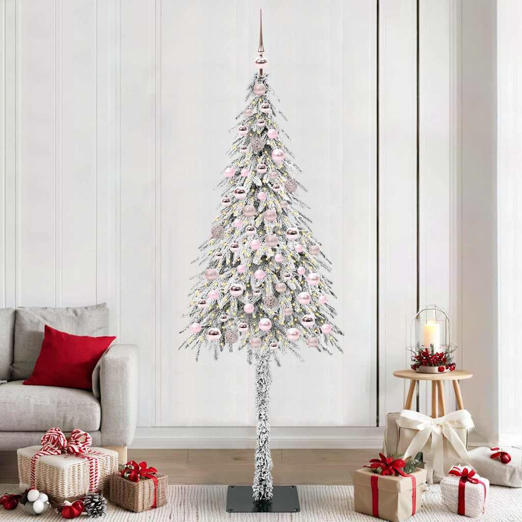 vidaXL Choinka z 300 diodami LED z podstawą Biały 210 cm PE i stal