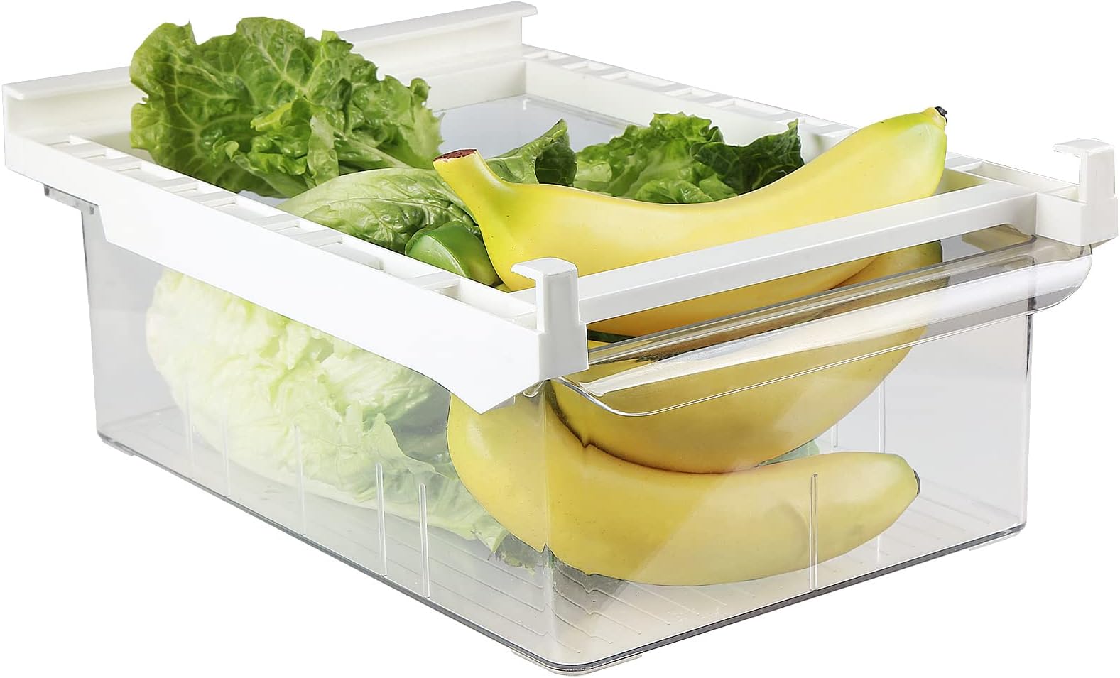 Loobuu Refrigerator Organizer Bins with Handle, Large Pull-out Fridge Drawer Organizer, Freely Pullable Refrigerator Storage Box, Fit for 0.6'' Fridge Shelf