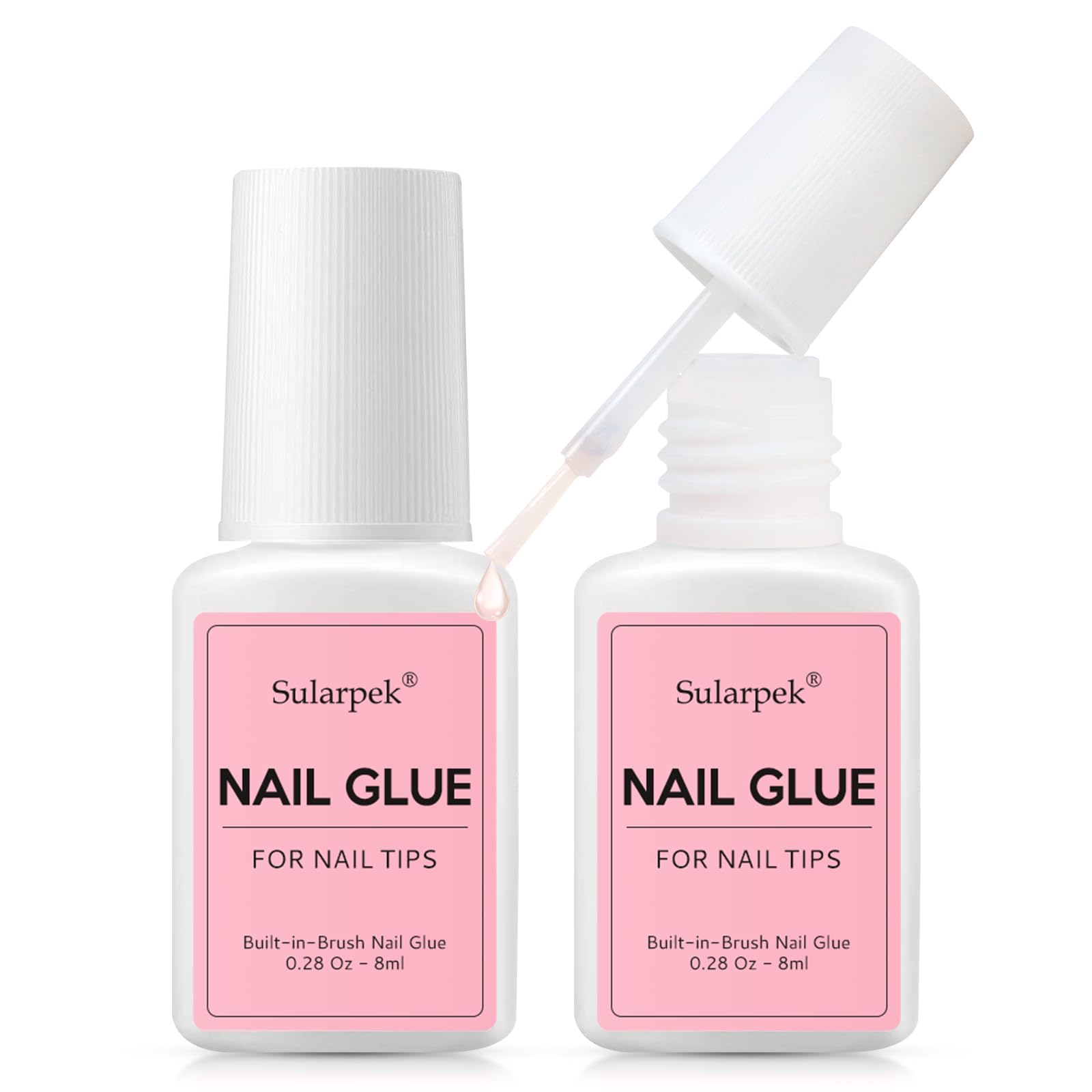 2Pcs Strong Nail Glue, 8ml for Acrylic Nails, Extra Strong Professional False Nail Adhesive for Salon & Home Use