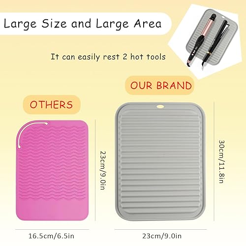 Miniatura 3 de Alfombrilla grande de silicona resistente al calor, alfombrilla profesional para herramientas de pelo caliente para rizar, plancha plana, alisador