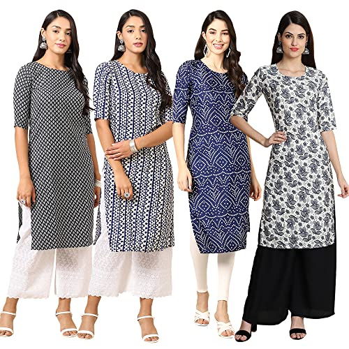 Image of Pinkmint Women's Crepe Digital Print Straight Kurta (RM-348-370-360-366)