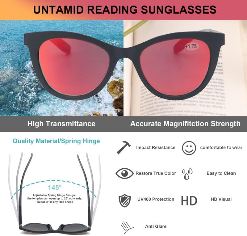 Miniatura 3 de UNTAMID 3 Pack Reading Glasses Blue Light Blocking for Women, Designer Cat Eye Frame Ladies Computer Readers