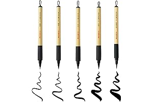 Kuretake Bimoji Brush Pen 5-Piece Set for Calligraphy, Hand Lettering, and Illustration