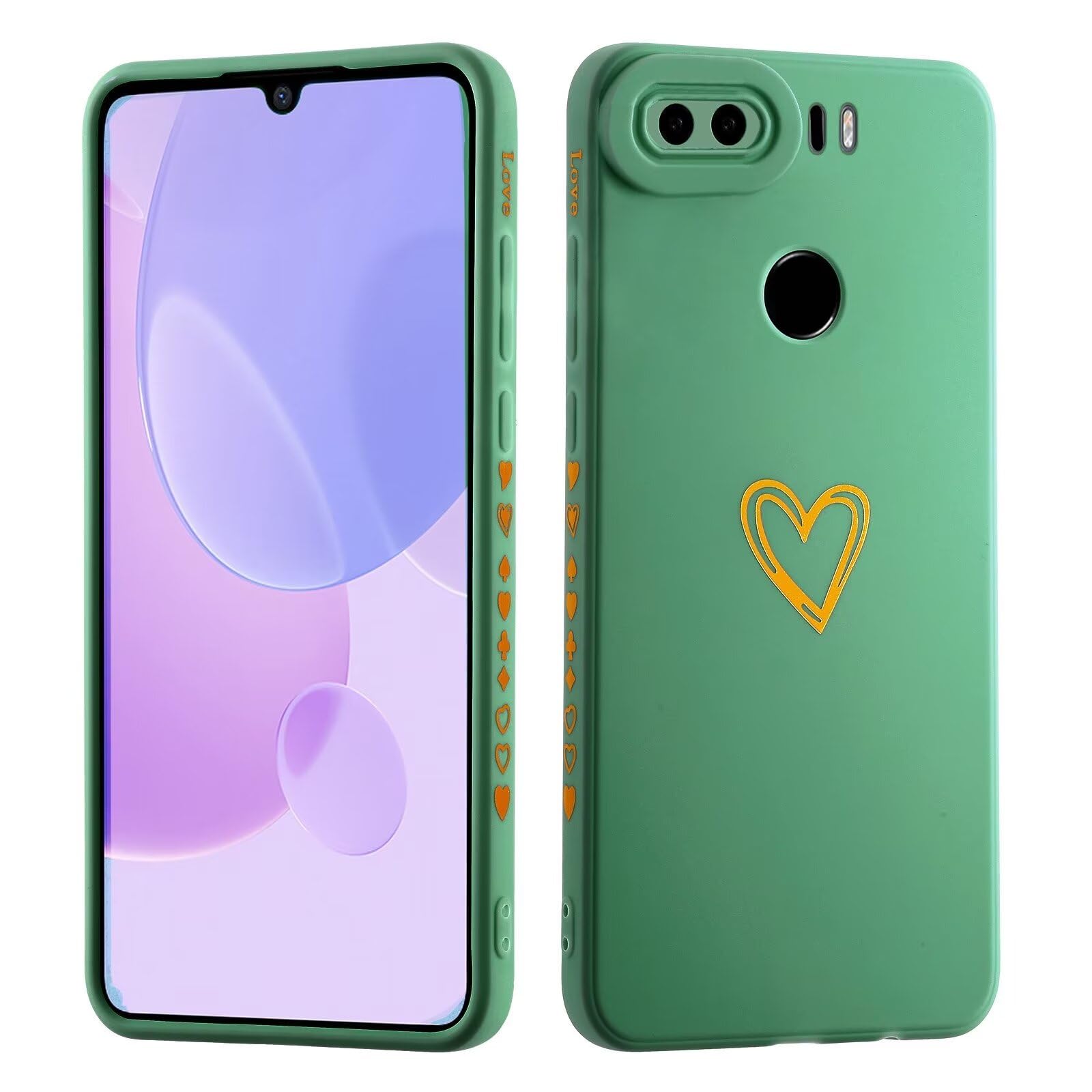 LENGRACE per Huawei Honor 8 Oro Amore Cuore Custodia,Gold Love Heart Pattern per