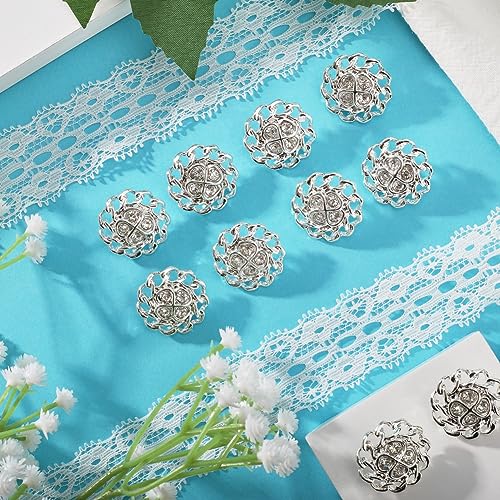 GORGECRAFT 10Pcs Rhinestone Buttons Sew On Flower Rhinestones Crystal Button Flower Shape Decorative Buttons Applique Embellishments in Clothes DIY Jewelry Decoration for Wedding Party Bouquet - Image 4