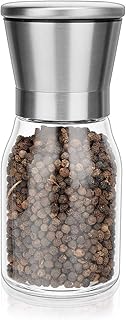 aiface 220ML Moulin à Poivre et Sel, Verre Borosilicaté Moulin à Sel, Moulin à Piment Manuel, Moulin à Sel et à Poivre avec Broyeur en Céramique Réglable pour Sel, Poivre et Piment