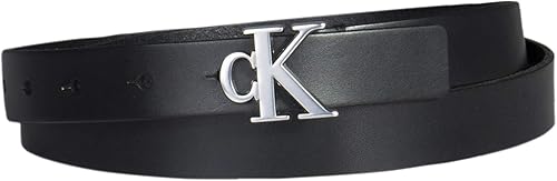 Calvin Klein CK Jeans - Cinturón ajustado de cuero con hebilla de monograma y hebilla para mujer, estilo casual, para jeans, pantalones y vestidos