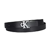 Women's CK Jeans Monogram Plaque Buckle Casual Leather Skinny Belt for Jeans, Trousers and Dresses