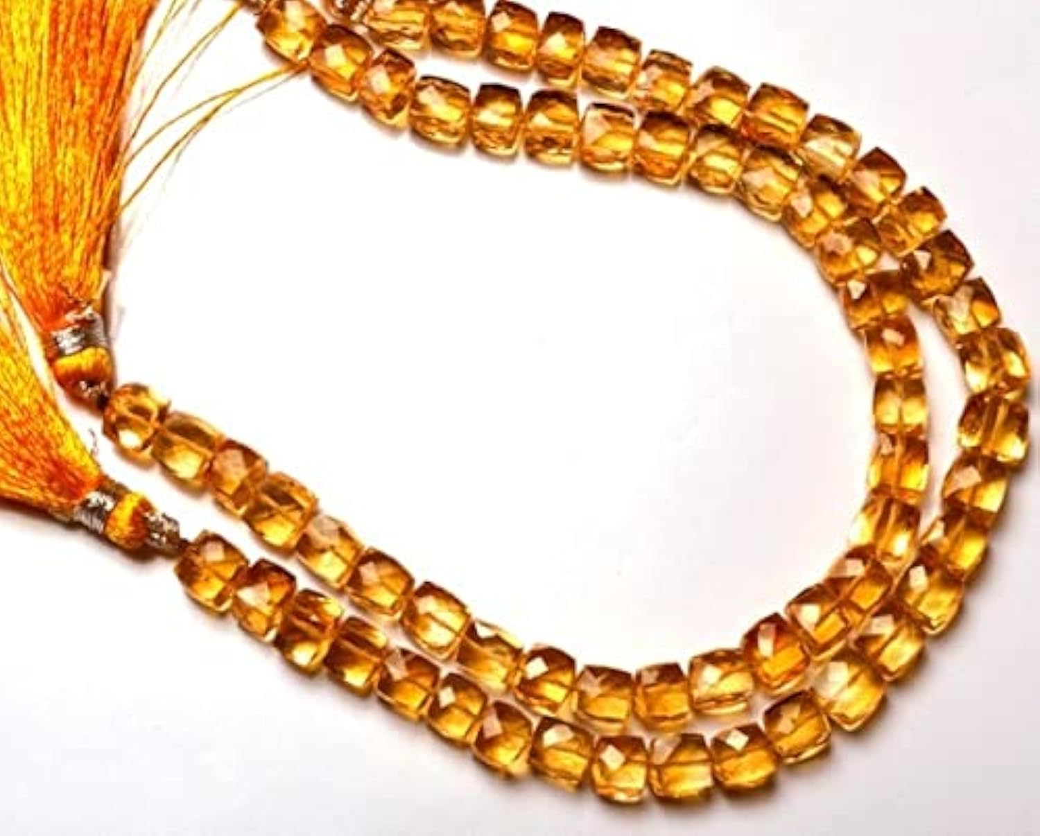 Citrine naturelle cubes 3D facettés LKBEADS pour fabriquer des bijoux d'été lumineux