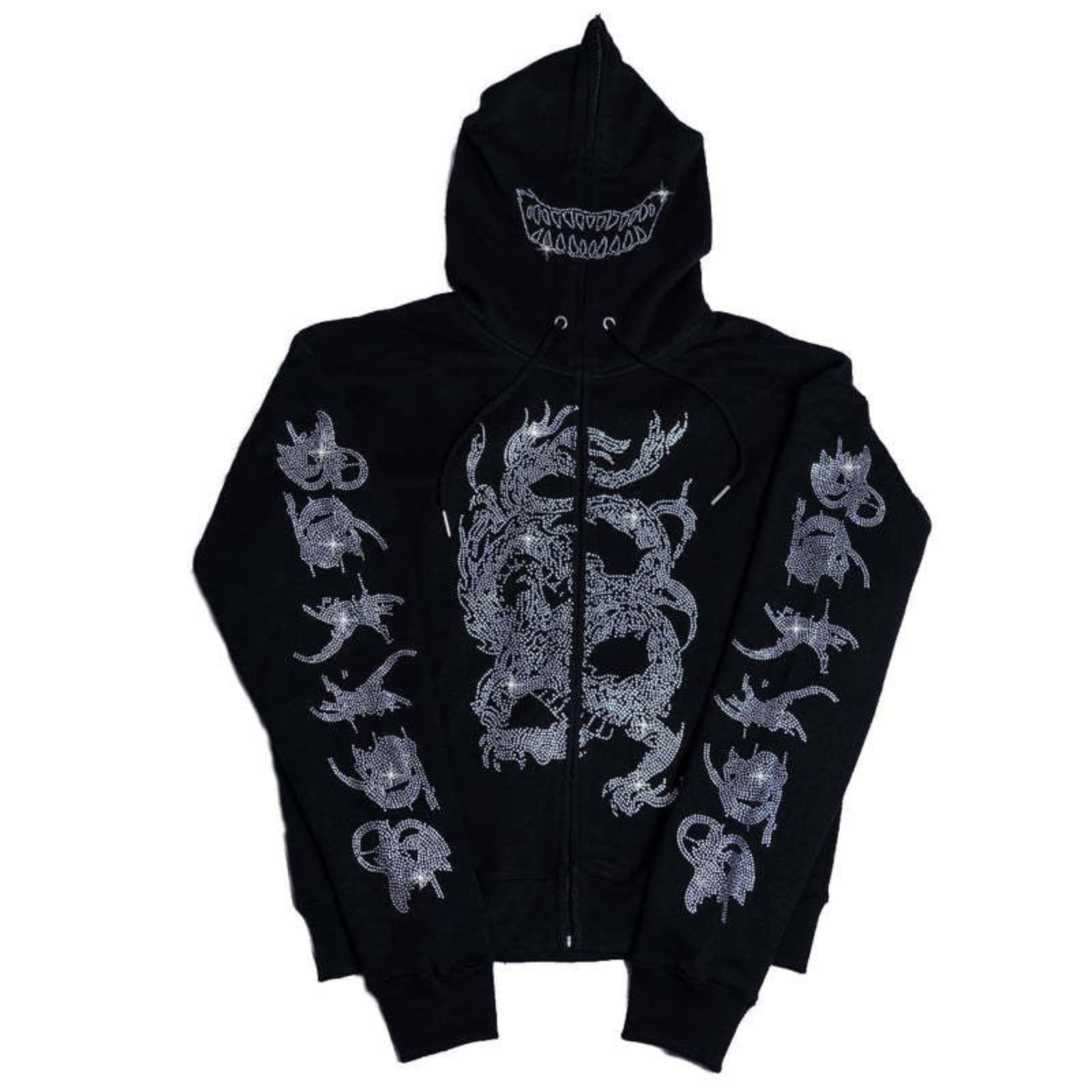 Amazon.com: Men Rhinestone Skeleton Zip Up Hoodie Y2K Alternative