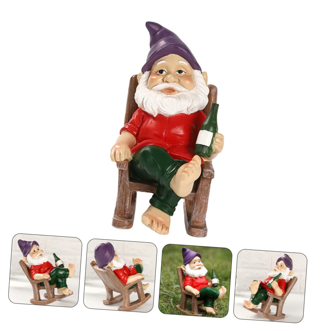 Toddmomy 2 Stück Gartenfigur mit Schaukelstuhl Lustige Dekoration für Außenbereich Harzkunst für Gartenliebhaber Deko für Garten und Terrasse