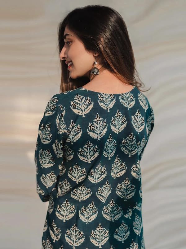 Image of Dream Beauty Fashion Women's Printed Tunic Top /Short Kurti with Long Sleeve V-Neck -23 inch Inches (Tunic-Top)