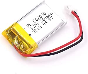 300mAh 3.7V LiPo Battery - 602030 Size With JST PH2.0 Connector