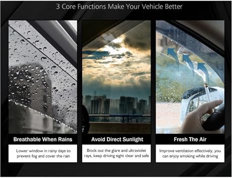 4pcs Sun Rain Guard Window Visors Front Rear Left Driver Right Passenger Upper Side Tape on External Window Mugen Style Acrylic Smoke Tinted Set for Mazda for CX-5 2013-2016