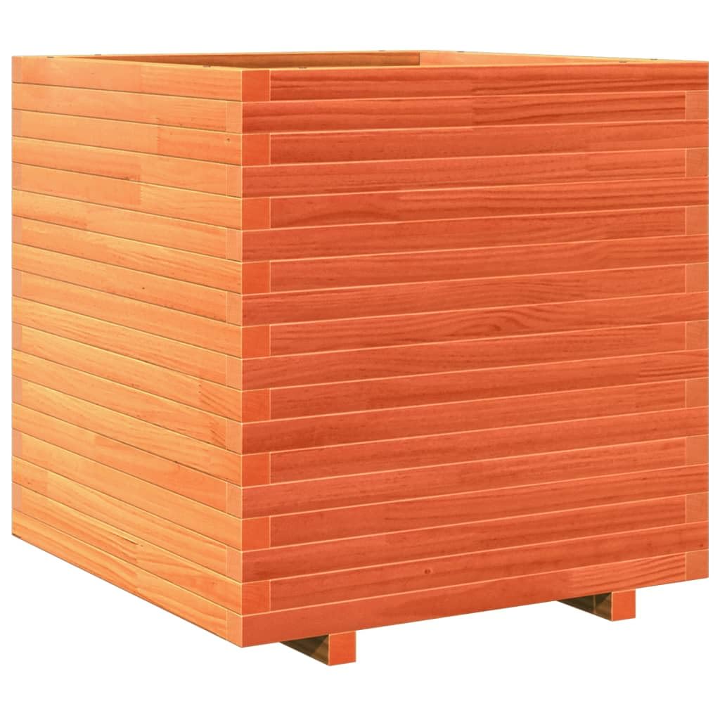 Fioriera da Giardino in Legno Massello di Pino 70x70x72 cm | Vaso rialzato marrone cera per decorare balcone, terrazzo e orto. Ampio spazio per coltivare fiori e ortaggi.