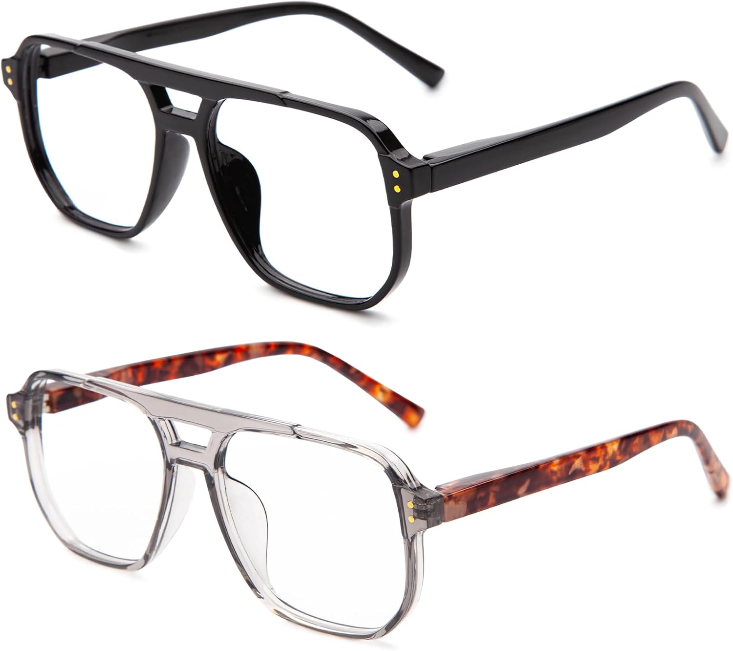 JO Progressive Multifocus Reading Glasses Men Women Oversize XL - No Line Progressive Reader Half-Rim for Mid-Near