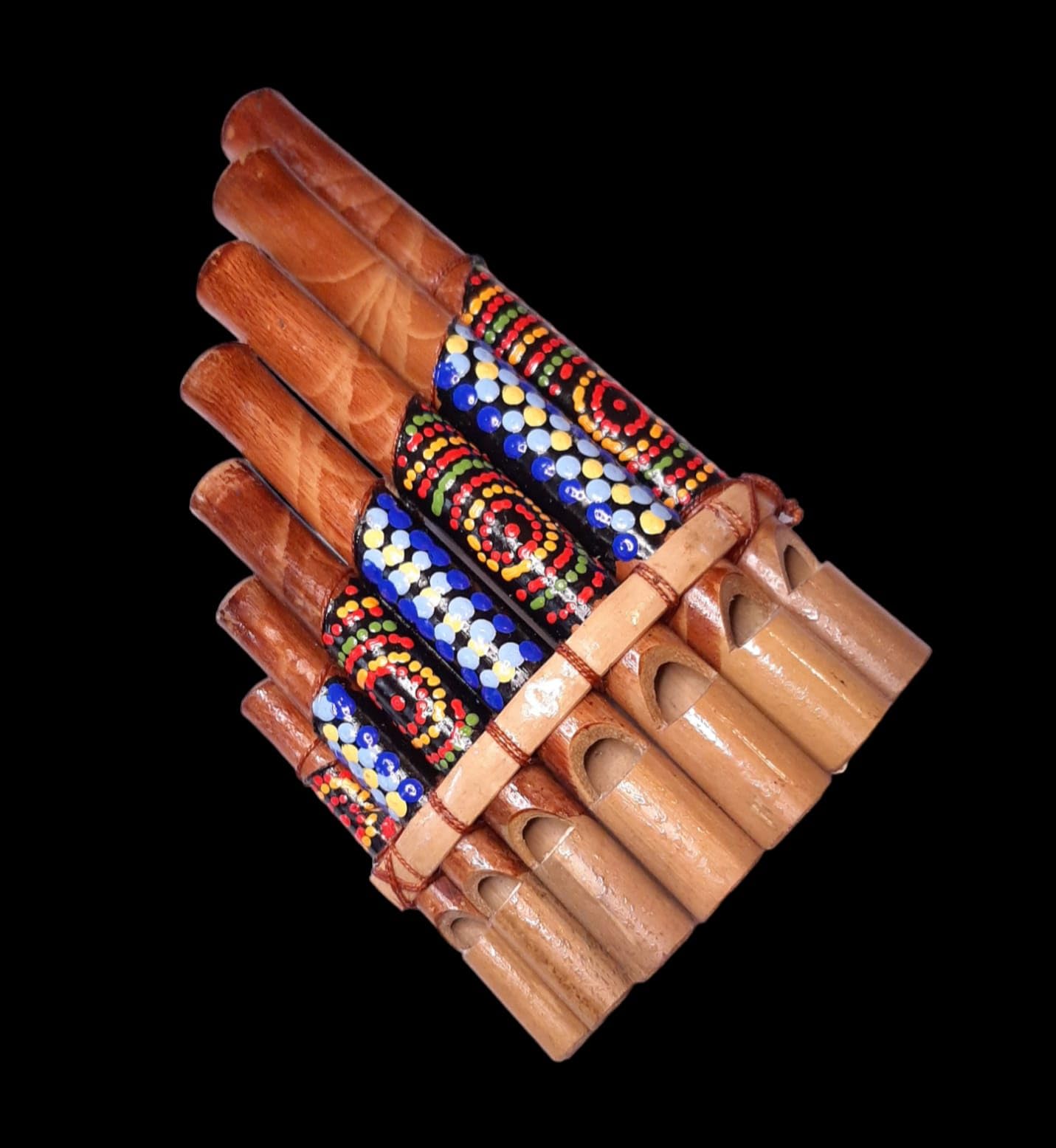 Flûte de pan Péruvienne Artisanale Décorée 7 notes Bambou Pérou