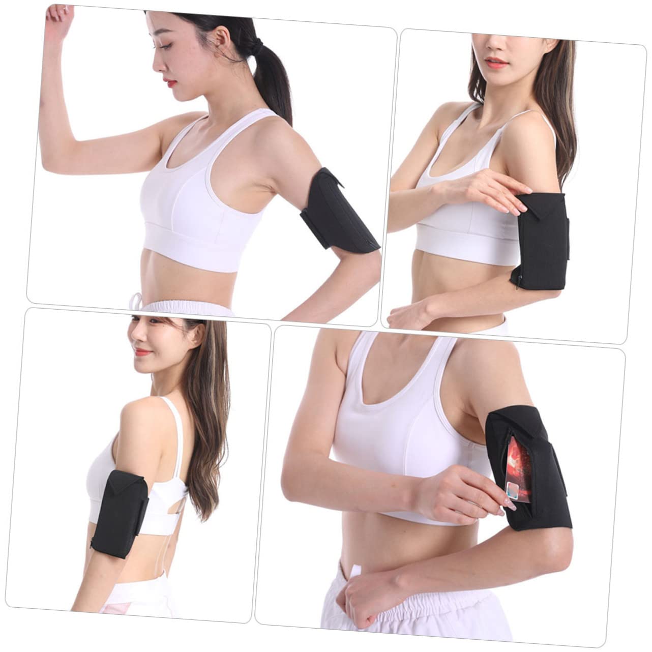 Gatuida 4pezzi Fascia Braccio Sportiva Multifunzionale Per Smartphone Traspirante e Comoda Da Indossare Per Corsa e Attività All Aperto