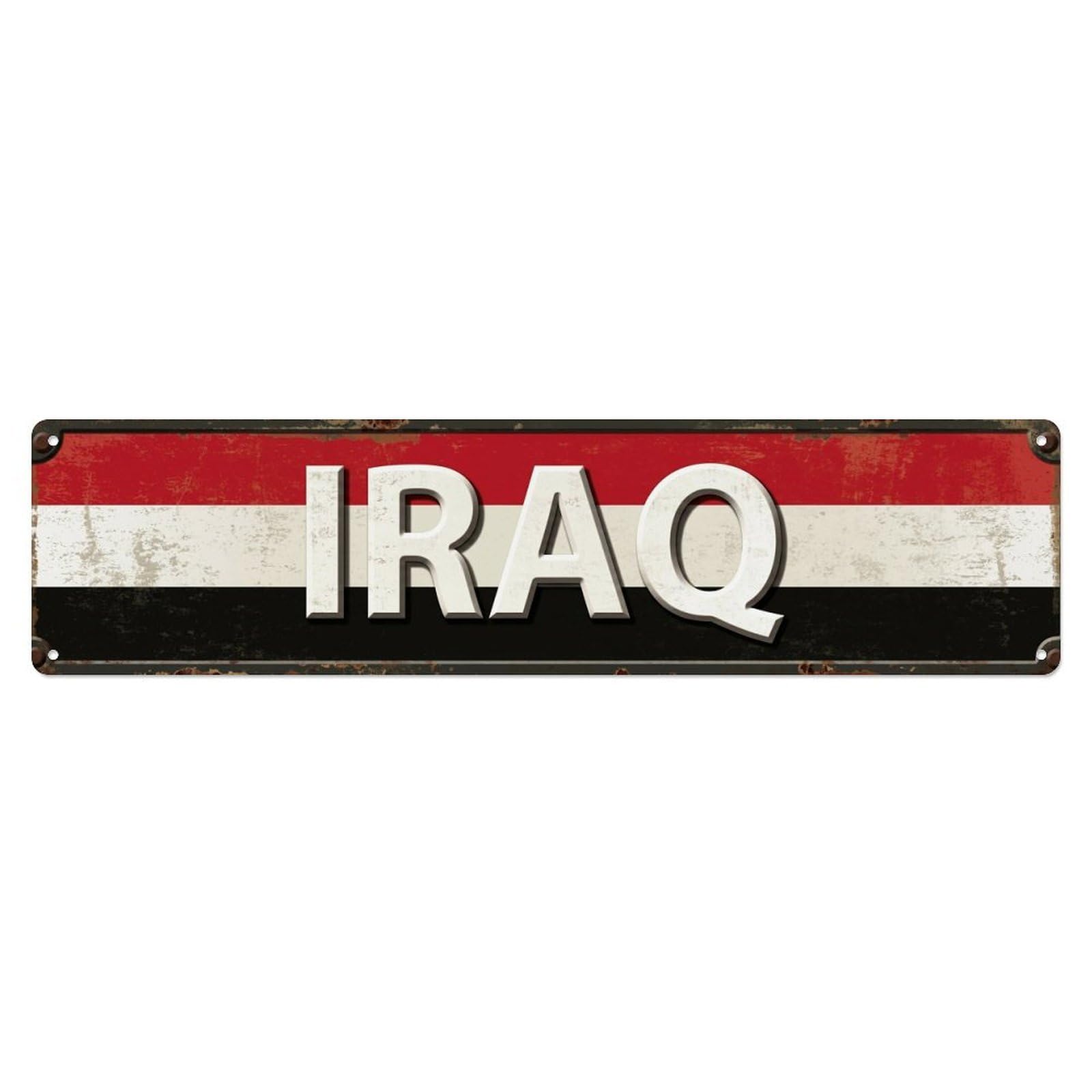 Vintage Iraq Flag Pattern Metal Tin Sign