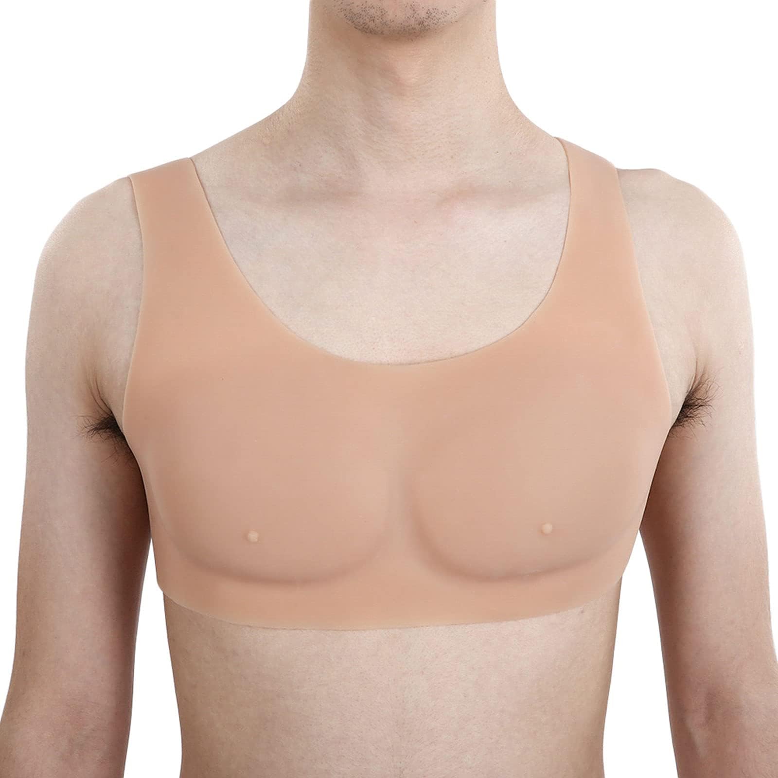 PROPFESilicone Muscle Suit Fake Pectoral Muscle Shaper Realistic Silicone Chest Muscles Enhancer Man Chest Pad for Halloween Cosplay Props