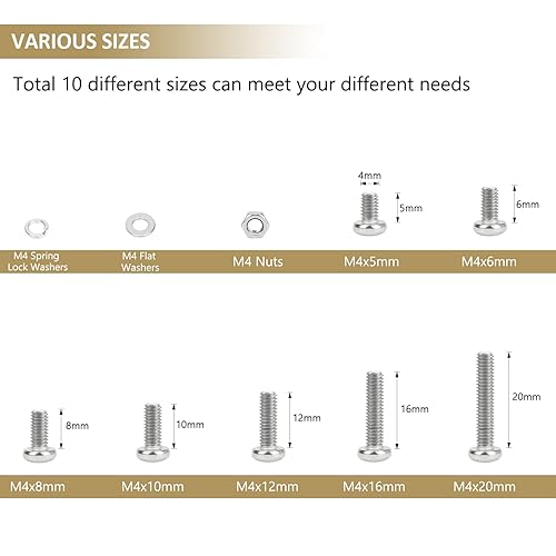 Miniatura 3 de Juego surtido de 382 tornillos Phillips de cabeza cacerola M4 x 5681012160.787 in Phillips Tornillos de máquina de tuercas y arandelas de acero