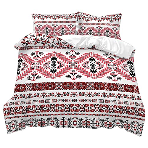 Parure de Lit Set de Housse de Couette Taies d'oreiller Microfibre Housse Couette avec Fermeture Éclair Bohême Floral Ancien Housse de Couette Fille Garçon 1 Personne(blanc2,135x200cm) Cover